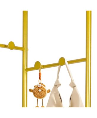 Freestanding Gold Metal Coat Rack: Clothes Stand with Shelves Storage