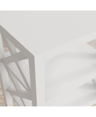 Global Archive Solid Wood Rustic Modern X-Side Accent Bookcase with Two Shelves