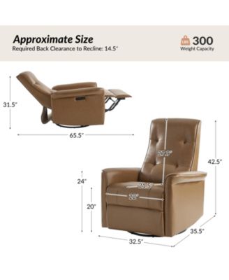 Rodrigue Modern Leather Swivel Power Recliner with USB and Type-C Charging