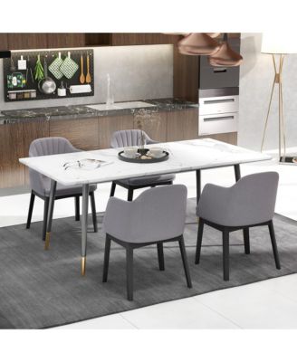 4PCS Modern Dining Chairs Upholstered Velvet Accent Chairs w/ Curved Backrests