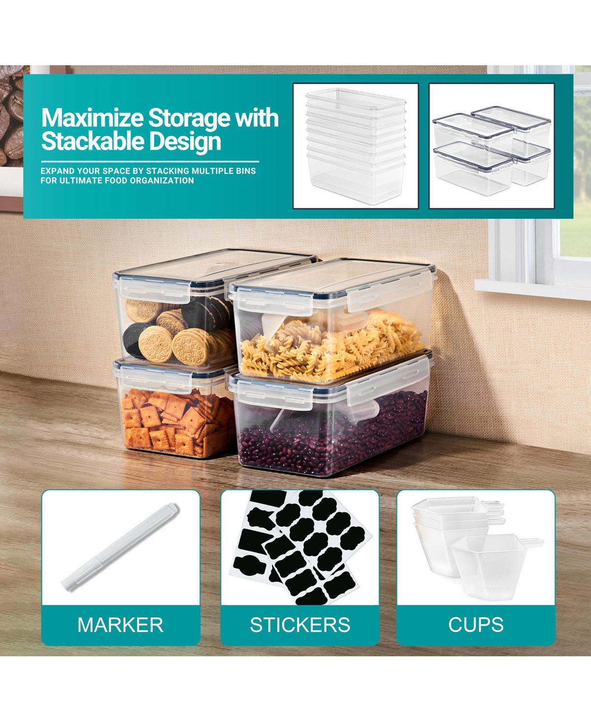 Sorbus 4 Pack (108oz/13.5cups) Airtight Food Storage Containers with Lids
