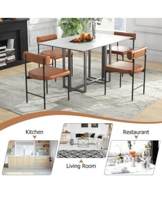 Dining Chair Set of 2 Faux Leather Upholstered Kitchen Side Chair w/ Curved