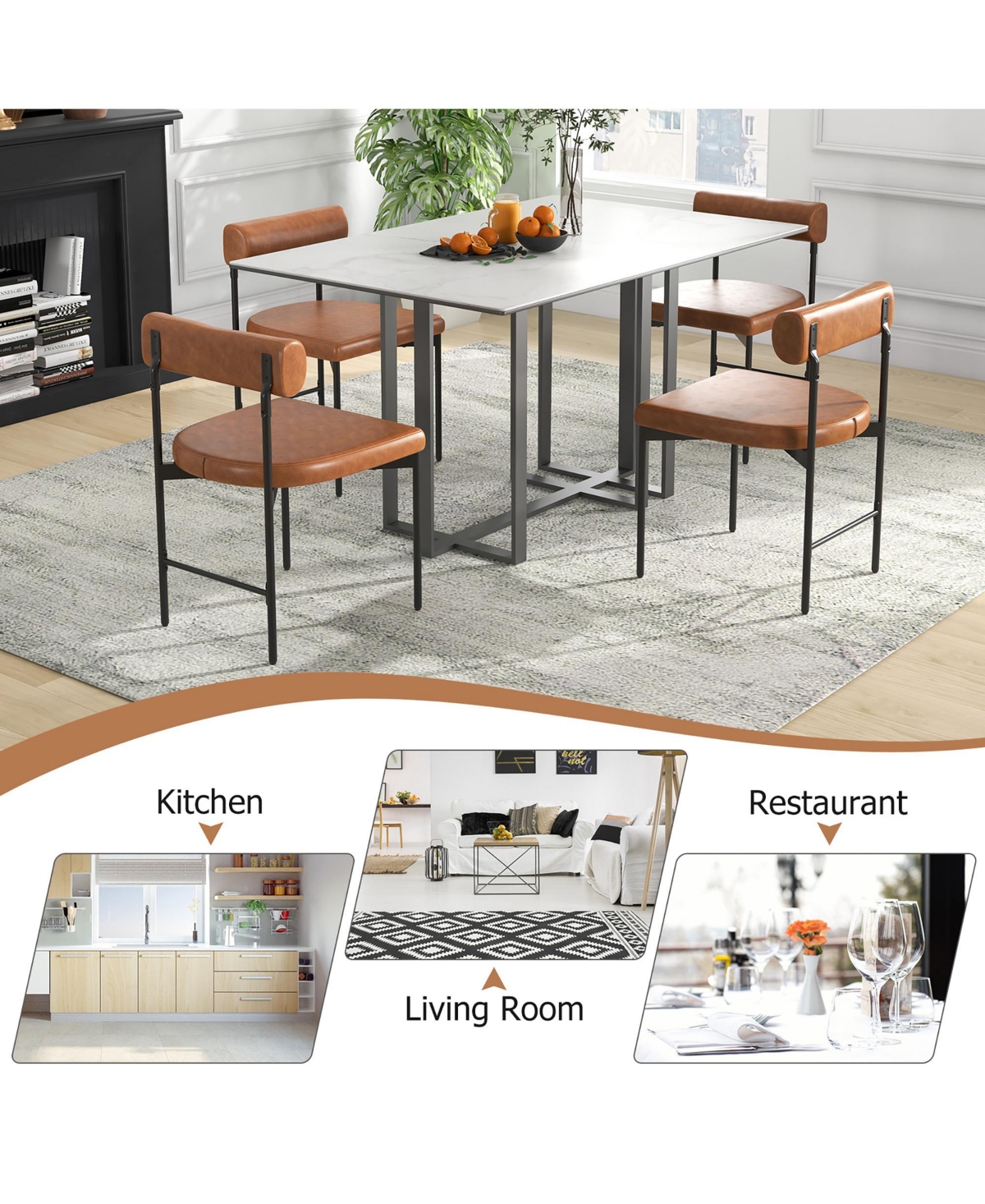 Gymax Dining Chair Set of 2 Faux Leather Upholstered Kitchen Side w/ Curved