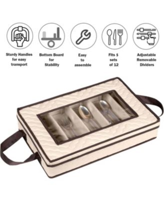 Flatware Storage Case for cutlery - Holds a 12 Serving Set in 5 compartments