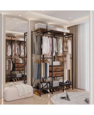 Dust-Proof Clothes Rack: Heavy Duty Clothes Rack with Closet Curtain Shelves Drawers
