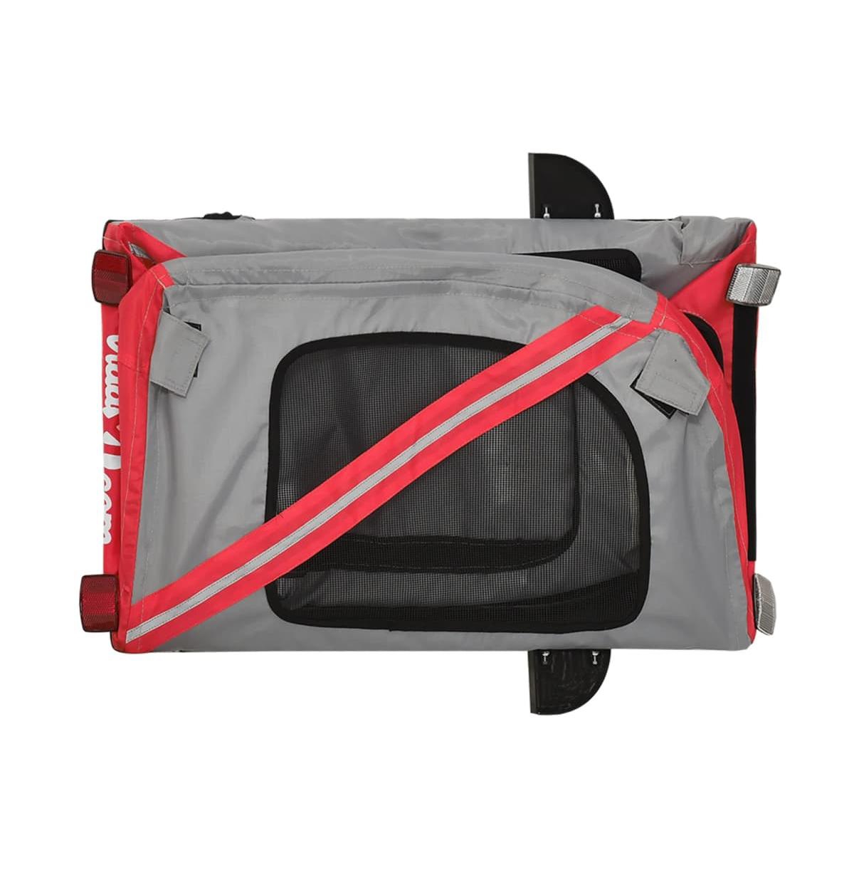 vidaXL Pet Bike Trailerand Gray Oxford Fabric and Iron - Red