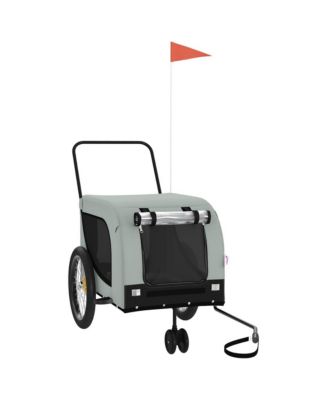 Pet Bike Trailer Gray and Black Oxford Fabric and Iron
