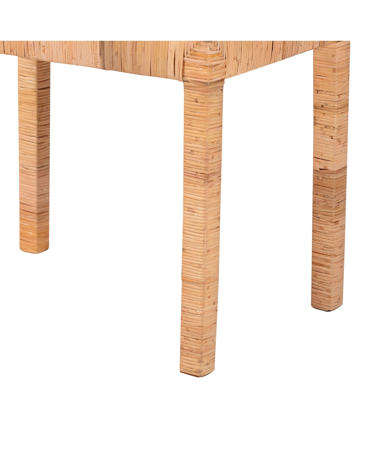 bali & pari Abelia Modern Bohemian Natural Rattan and Mahogany Wood Short Accent Bench