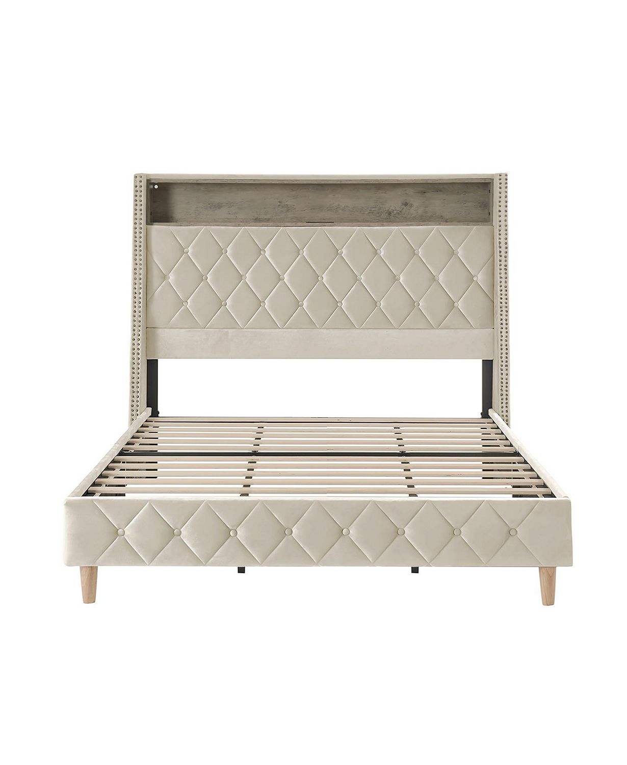 Dimas Modern 81.5" Bed with Storage Compartments