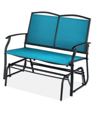 Outdoor 2-Seater Mesh Loveseat Swing Glider Chair with Armrests