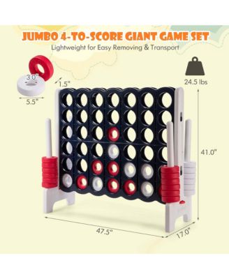 Giant 4 in A Row Jumbo 4-to-Score Game Set Kids Adults w/ 42 Jumbo Rings
