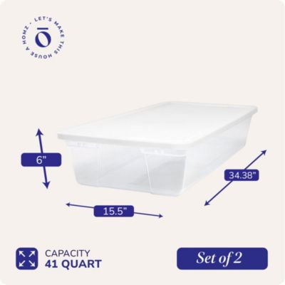 Snaplock 41 Qt Stackable Plastic Storage Container w/Latching Lid (2 Pack