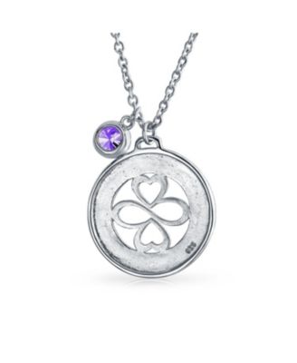 Ayllu Heart Infinity Clover Love Luck Unity Round Disc Pendant Necklace Sterling Silver