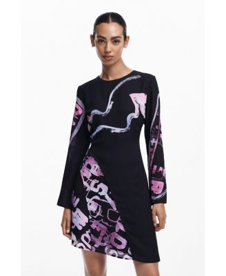 Women's Asymmetric short dress with letters