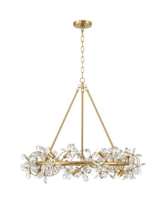 Carrine 31 1/2" Modern Pendant Chandelier Ceiling Light Fixture Dining Room Over Table Flower Soft Gold Finish Crystal