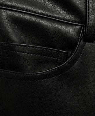 Women's Leather-Effect Straight Trousers