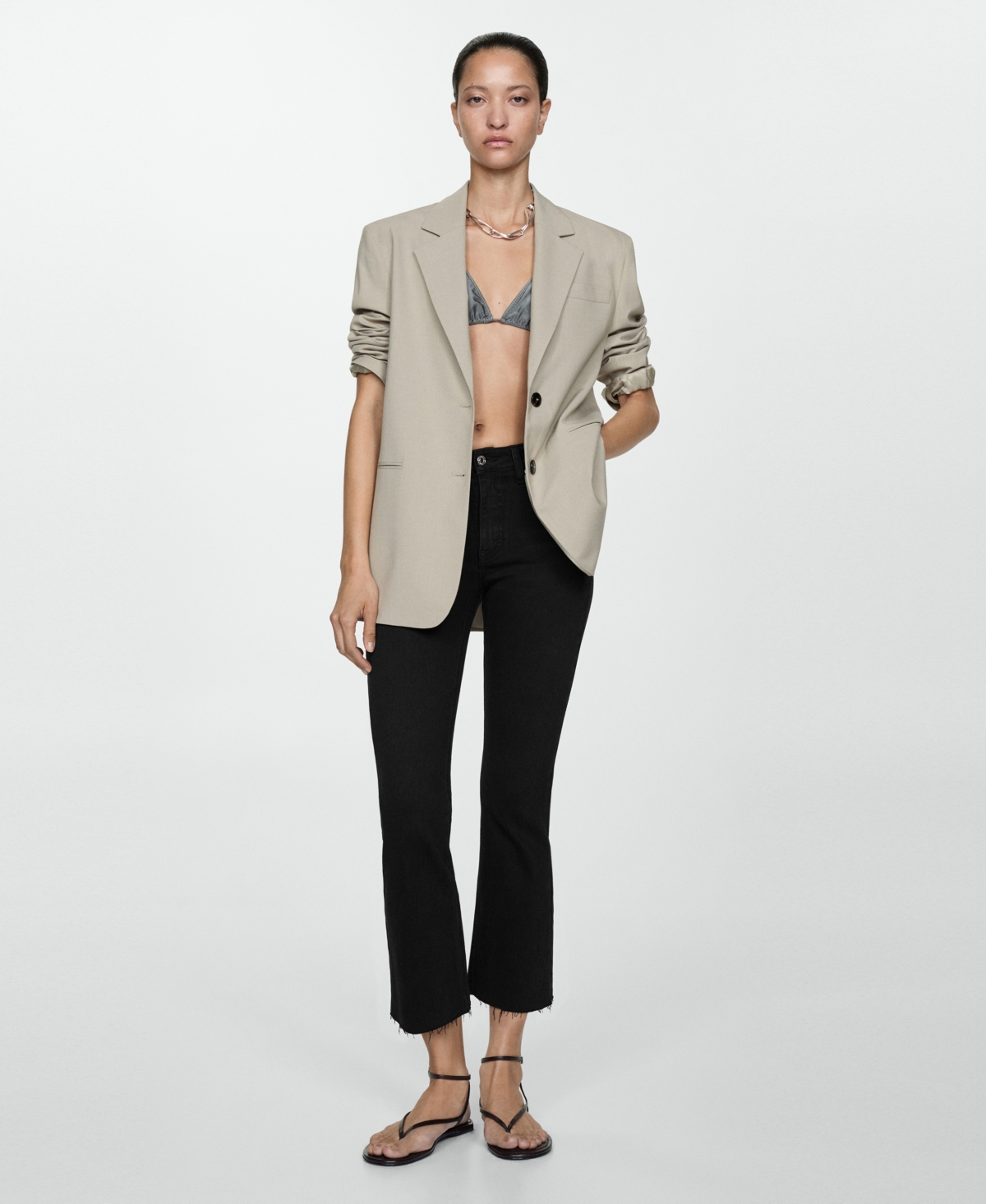 Mango Women's Sienna Flare Crop Jeans