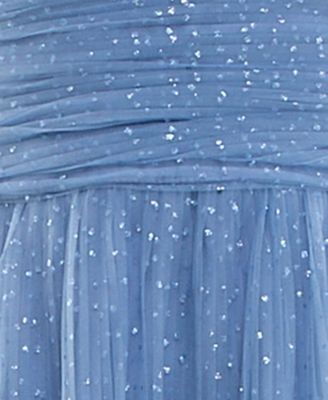 Juniors' Sweetheart-Neck Glitter Tiered Dress