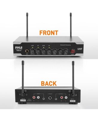 Bluetooth Wireless PA Microphone System with (2) Handheld Mics, Desktop Receiver & USB Charging