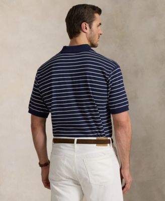 Men's Big & Tall Striped Cotton Interlock Polo Shirt