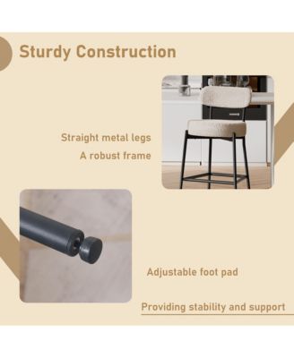 Bar Stools Set of 2, 27 Inches Counter Height Kitchen Bar Stools with Back, Modern Metal Tall Bar Stools for Kitchen Island