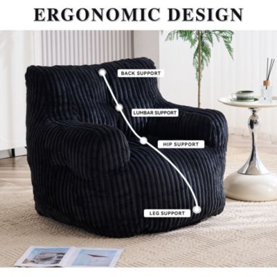 Soft Corduroy Bean Bag Chair with Memory Foam Filling for Living Room