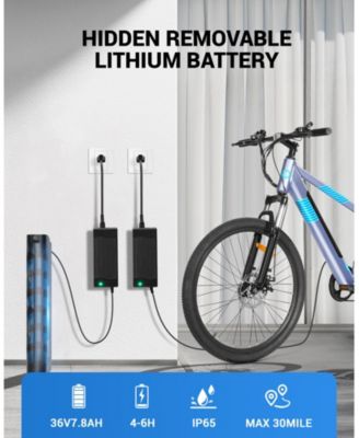 350W Electric Bike 26" Electric Mountain Bike for Adults, 36V Built-in Hidden Removable Battery with Shimano 7 Speed City Commuter Bike for Man Woman