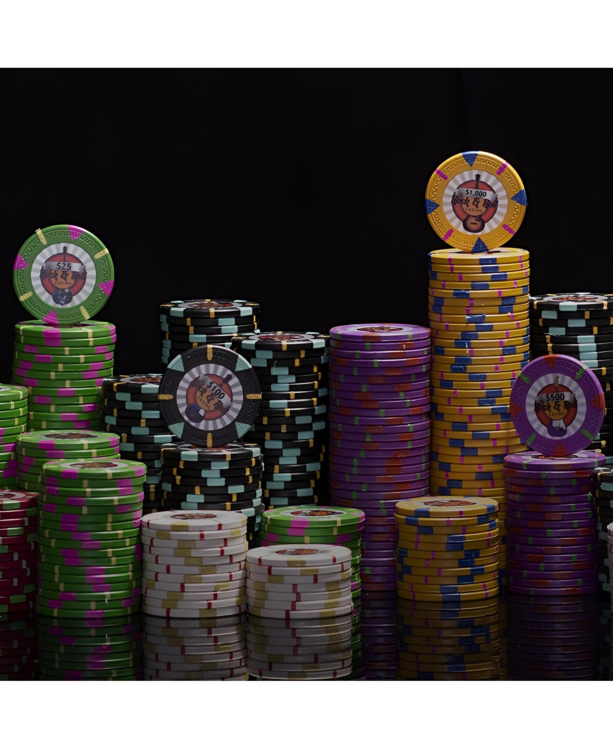 Slickblue Rock & Roll Poker Chips (25-Pack) – Clay Composite, $50 Value for Premium Play