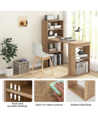 48-Inch Computer Desk with 4-Tier Bookcase, CPU Stand, and Spacious Desktop