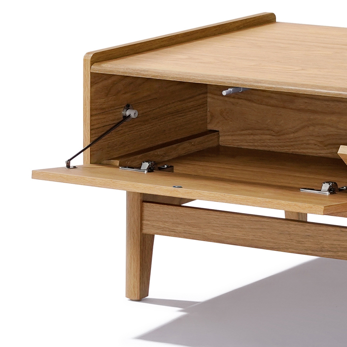 Luxenhome Summer Oak Engineered Wood Coffee Table With Storage In Brown