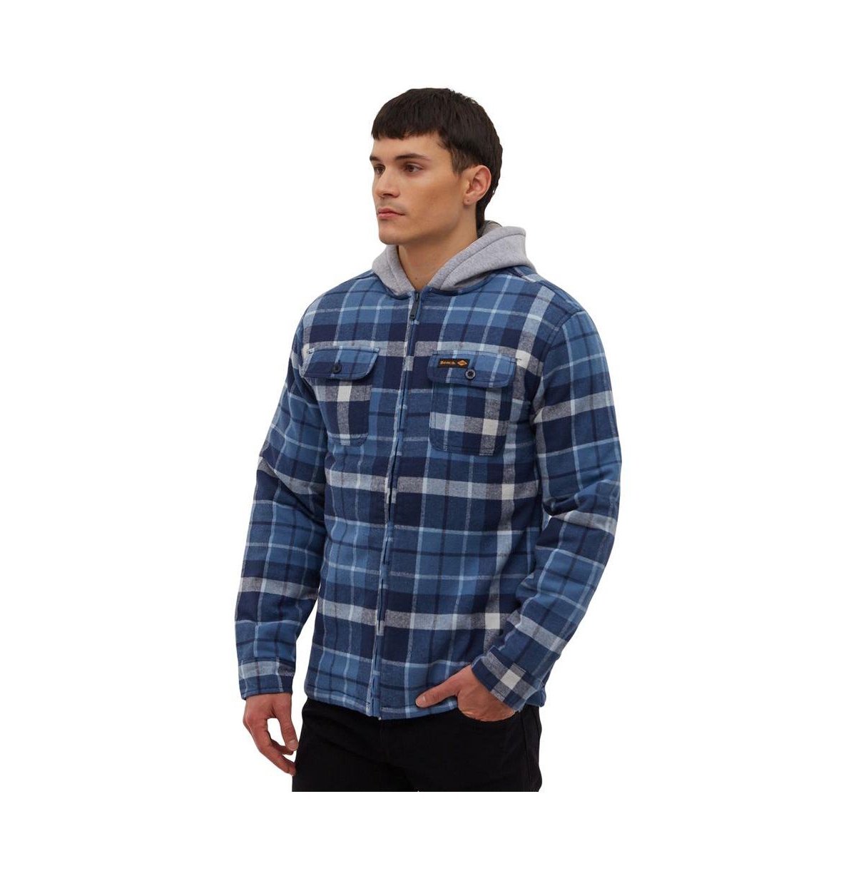Bench Dna Men's Trisso Hooded Flannel Check Shirt -/ lt blue