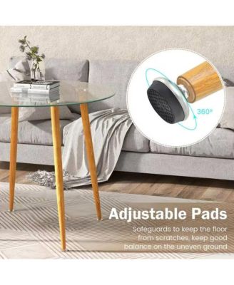 Modern Round Glass Top Dining Table with Wood-Look Base for Stylish Dining