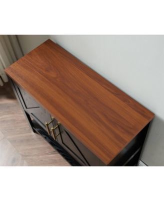 Modern 2 Drawer Wooden Storage Console Table Black/Walnut