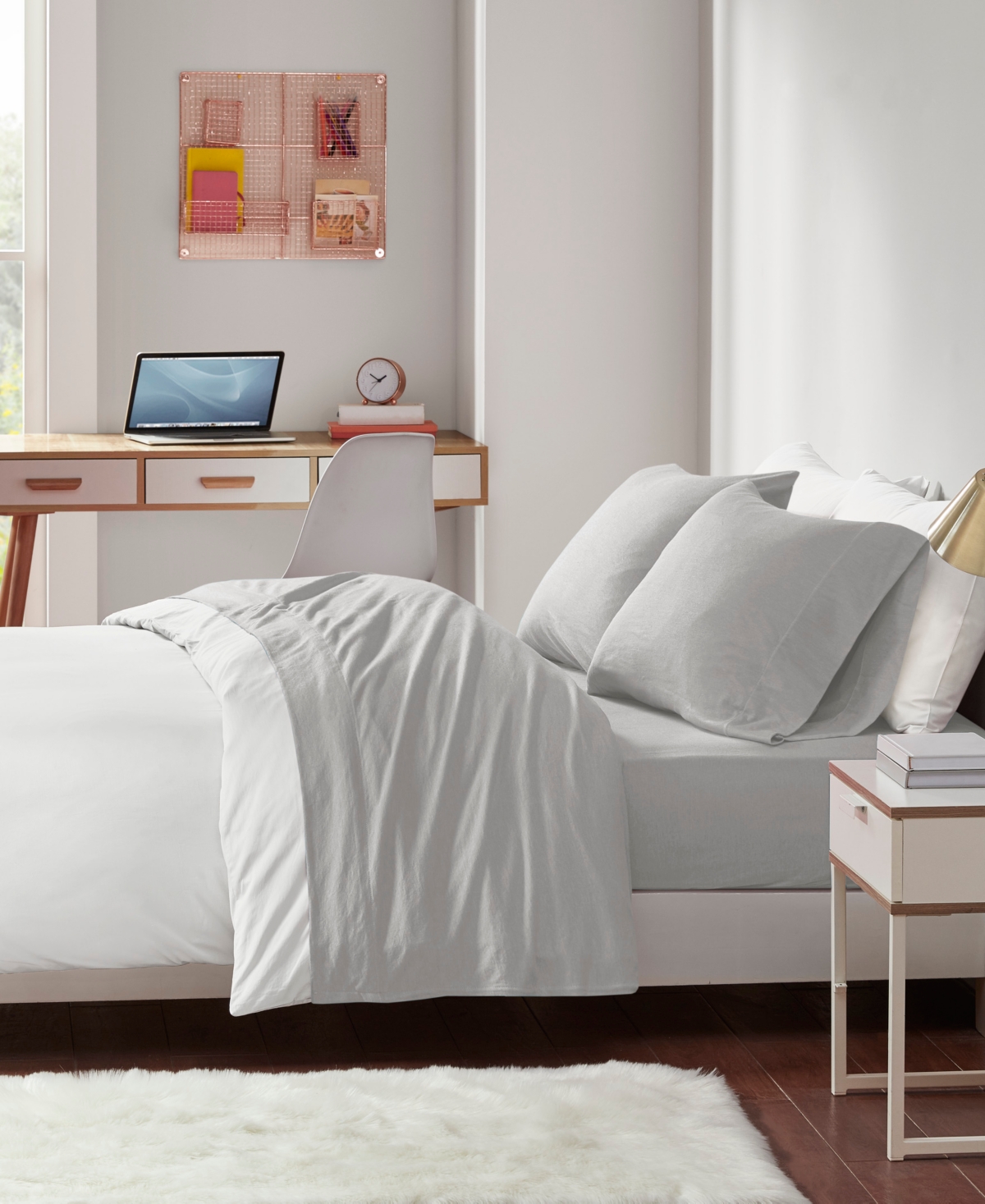 Intelligent Design Jersey-knit Cotton Blend 4-pc. Sheet Set, Queen In Gray