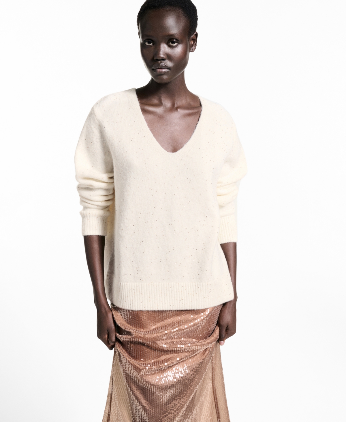 Mango Sweater Gold In Gold