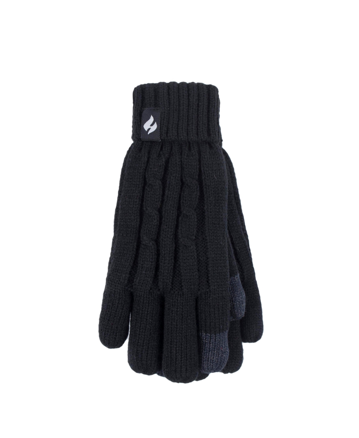 Heat Holders Women's Ladies Cable Knit Touchscreen Gloves In Black
