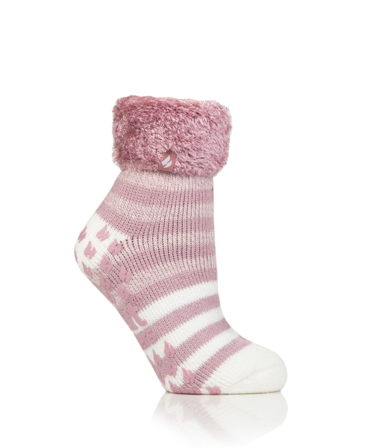 Heat Holders Aberfeldy Stripe Lounge Socks In Dusty Pink