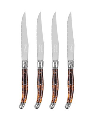 Laguiole Connoisseur 4-Piece Steak Knife Set with Tortoise Handles