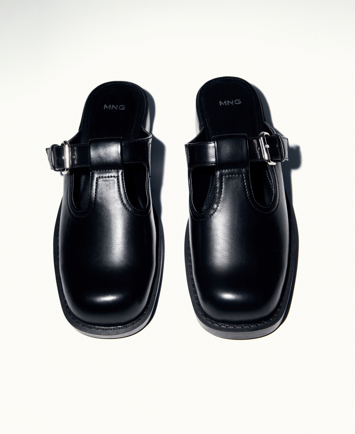 Mango Mule-style Clogs With Buckle Black In Black