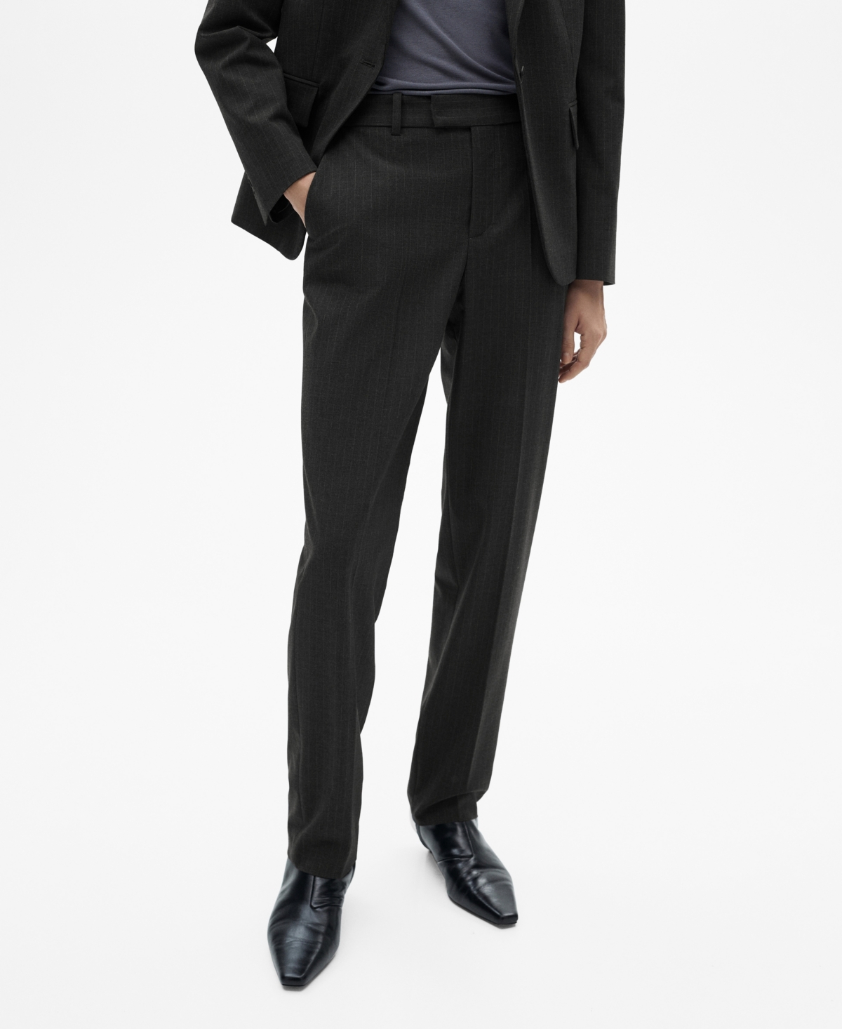 Mango Women's Pinstripe Suit Trousers In Dark Heather Gray