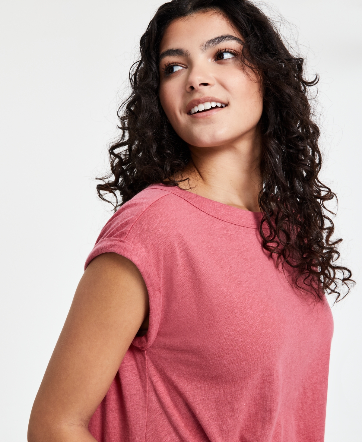 Shop Liverpool Los Angeles Women's Short Sleeve Boat Neck Knot Front Knit Top In Slate Rose
