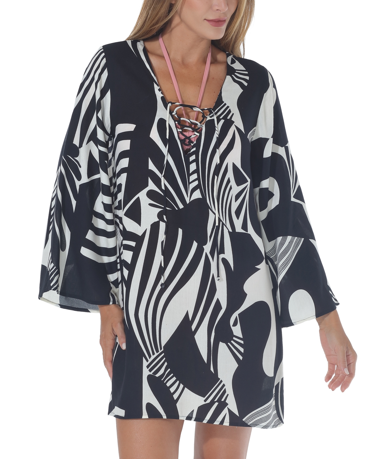 Raviya Women's Printed Tunic Cover-up In Black Print