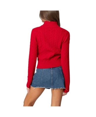 Womens Ryn Zip Up Cable Knit Cardigan