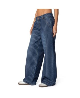 Women's Cory Striped Low Rise Baggy Jeans