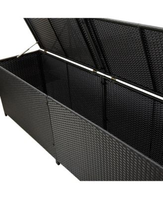 Storage Chest Black Poly Rattan, Powder-Coated Steel Large