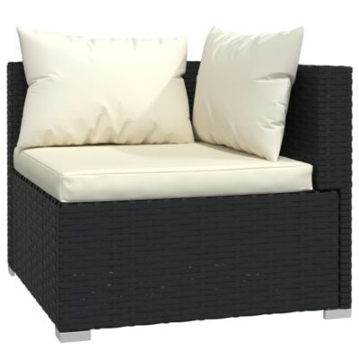 Garden Lounge Set Black PE rattan, powder-coated steel, plastic