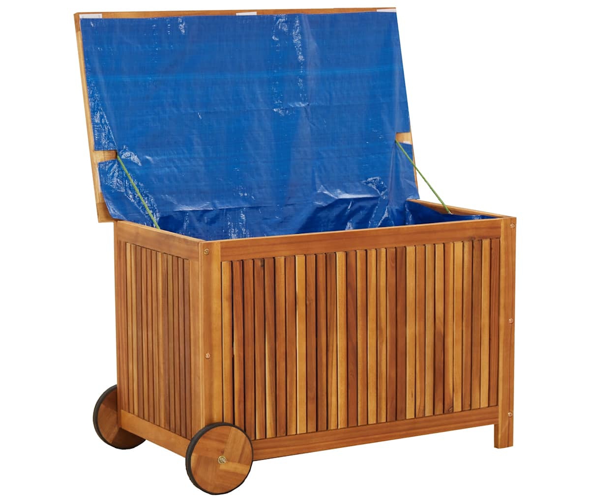 vidaXL Patio Storage Box with Wheels 35.4"x19.7"x22.8" Solid Wood Acacia