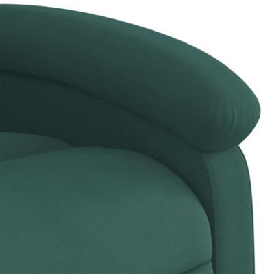 Massage Recliner Chair Dark Green Velvet, Metal, Plywood Medium