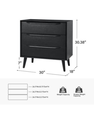 Zahira Mid-Century Modern 3 - Drawer Accent Chest with Solid Wood Handles and Legs
