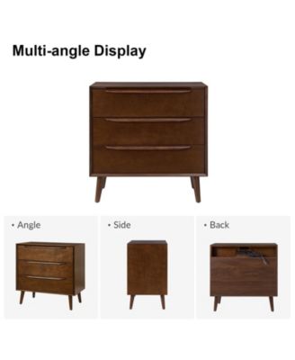 Zahira Mid-Century Modern 3 - Drawer Accent Chest with Solid Wood Handles and Legs